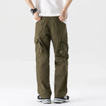 Men's 100% Cotton Cargo Pants | Trendy Wide Baggy Outdoor Fit