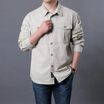 Men's 100% Cotton Long Sleeve Button Down Shirt | Classic Vintage Cargo Style