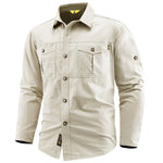 Men's 100% Cotton Long Sleeve Button Down Shirt | Classic Vintage Cargo Style