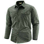 Men's 100% Cotton Long Sleeve Button Down Shirt | Classic Vintage Cargo Style