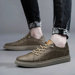 Men's Genuine Leather Low-Top Sneakers | Refined Casual Comfort