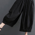 Modern Black High Waist asymmetrical design Summer Cotton Linen Pants