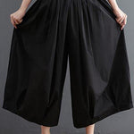 Modern Black High Waist asymmetrical design Summer Cotton Linen Pants