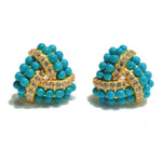 Modern Blue Sterling Silver Overgild Inlaid Zircon Turquoise Stud Earrings