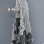 Modern Grey Peter Pan Collar Plaid Holiday shirt Dress Spring