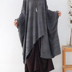Modern Grey Wrinkled Knit Fall Long Sleeve Shirt