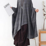 Modern Grey Wrinkled Knit Fall Long Sleeve Shirt