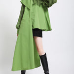 Natural Green lantern sleeve Button Chiffon Top