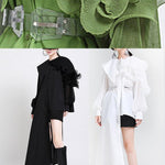 Natural Green lantern sleeve Button Chiffon Top