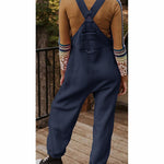 Women's Fleece Thermal Overalls With Zippered Pockets