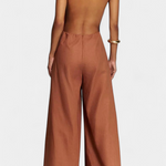 Belén Ramie Wide-Leg Halter Jumpsuit with Straight Neckline