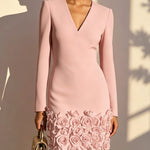 Rosalie – Fitted Dress with Embossed Floral Hem