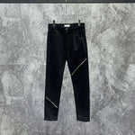 Rivet Zipper Black Denim Slim Fit Pencil Pants