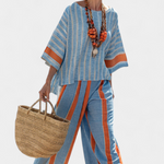 Elise Cunningham | Striped Linen Two-Piece Set For Women
