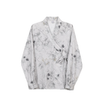 Vintage Collarless Long-sleeved Shirt with Irregular Jacquard Bindings