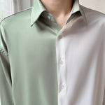 Summer Ice Silk Two-Tone Panel Shirt
