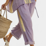 Sienna Rafferty | Linen Contrast Trim Two-Piece Set For Women