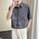 Ice Silk Drape Lapel Floral Shirt
