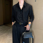 Retro Hollow Suit Collar Casual Shirt