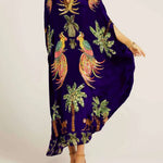 Unique Drop Shoulder Sleeve Coconut Tree Printed Dress