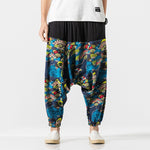 Japanese Cotton and Linen Casual Harem Lantern Crotch Pants
