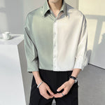 Summer Ice Silk Two-Tone Panel Shirt