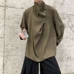 Retro Irregular Button Stand Collar Shirt