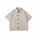 Cotton Japanese Retro Wooden Horn Button Shirt