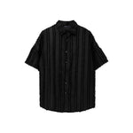 Vertical Striped Vintage Fringe Patchwork Shirt