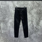 Rivet Zipper Black Denim Slim Fit Pencil Pants