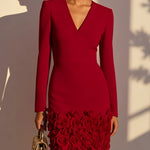 Rosalie – Fitted Dress with Embossed Floral Hem