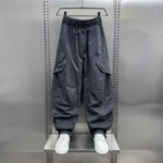 Retro Pleated Multi-Pocket Loose Straight Wide-Leg Pants