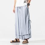 Japanese Style Cotton and Linen Side Strap Two-piece Culottes