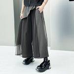American Spliced Mesh High Waist Wide Leg Pants