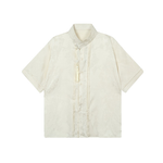 Summer Vintage Satin Jacquard Tassel Shirt