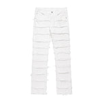 Layered Frayed Denim Trousers