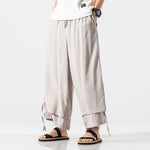 Japanese Style Cotton and Linen Side Strap Two-piece Culottes