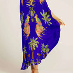 Unique Drop Shoulder Sleeve Coconut Tree Printed Dress
