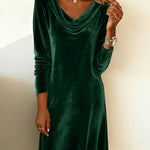 Elara | Elegant Velvet Dress with Draped Neckline