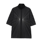 Ray Embroidery Loose Stand Collar Casual T-shirt