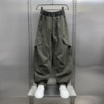 Retro Pleated Multi-Pocket Loose Straight Wide-Leg Pants
