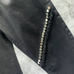 Rivet Zipper Black Denim Slim Fit Pencil Pants