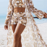 Multicolor printed three-piece swimsuit