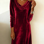 Elara | Elegant Velvet Dress with Draped Neckline