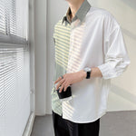 Summer Ice Silk Two-Tone Panel Shirt