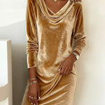 Elara | Elegant Velvet Dress with Draped Neckline