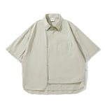 Thin Solid Color Short Sleeve Shirt Men's Loose Shirt