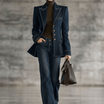 Fashion Retro Topstitched Navy Blue Denim Jacket