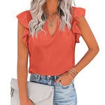 Zeagoo Women's Casual Print Ruffle Sleeve Summer Tops
