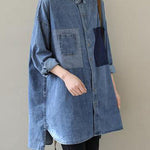 Organic Blue Peter Pan Collar Casual denim Blouses Spring